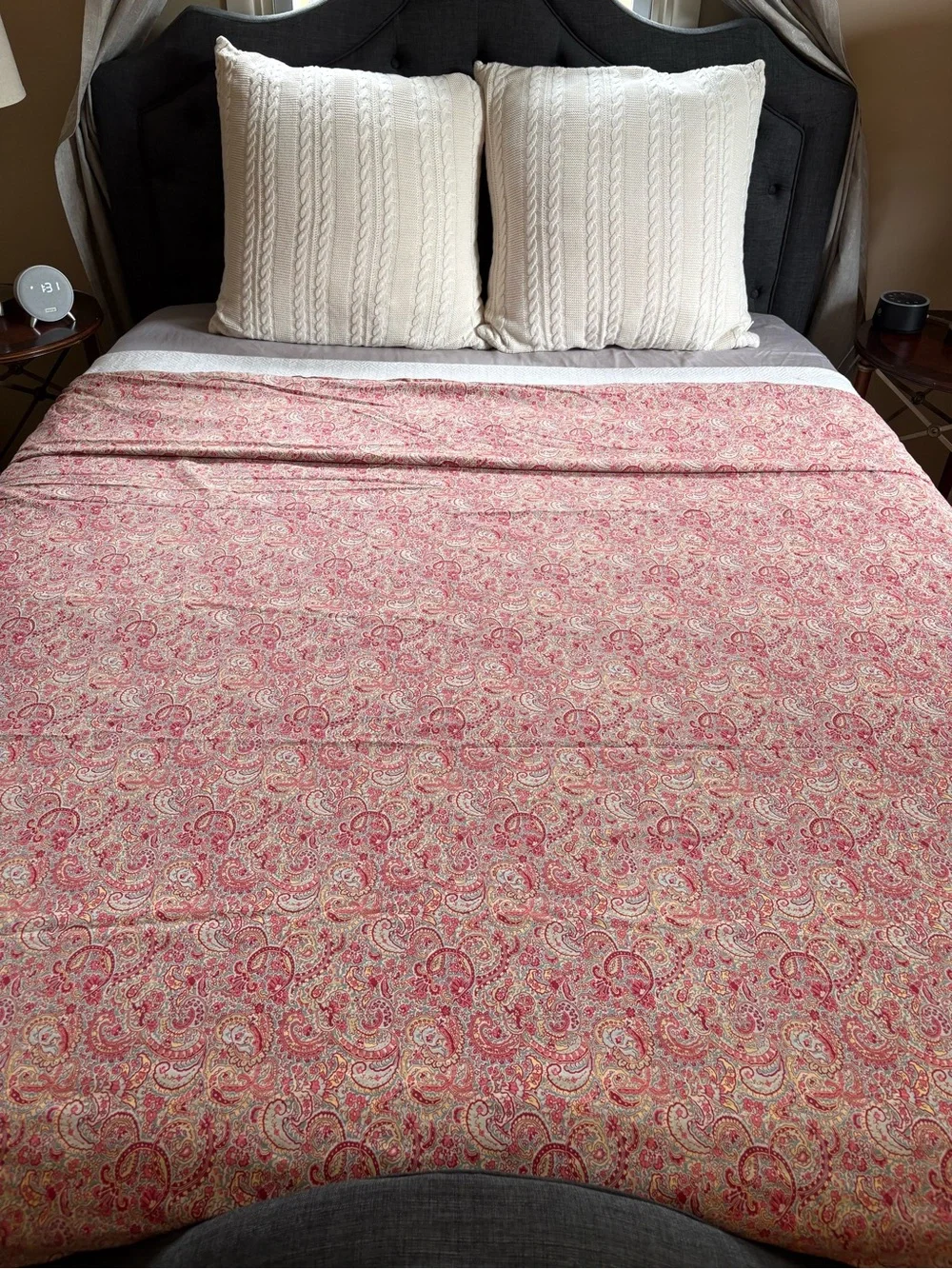Pottery Barn Paisley Cotton Duvet Cover in Pink, Aqua & Cream